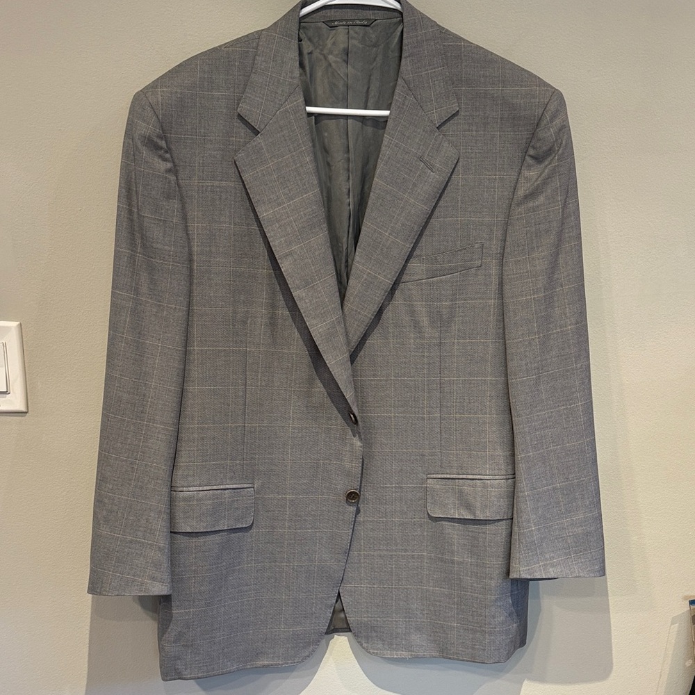 Canali Gray Windowpane Sport Coat Blazer